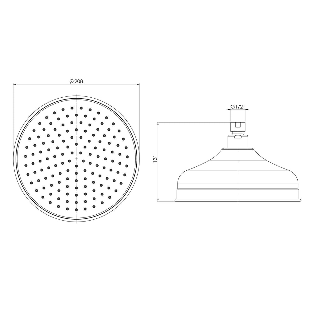 PHOENIX CROMFORD SHOWER ROSE 208MM BRUSHED BRONZE