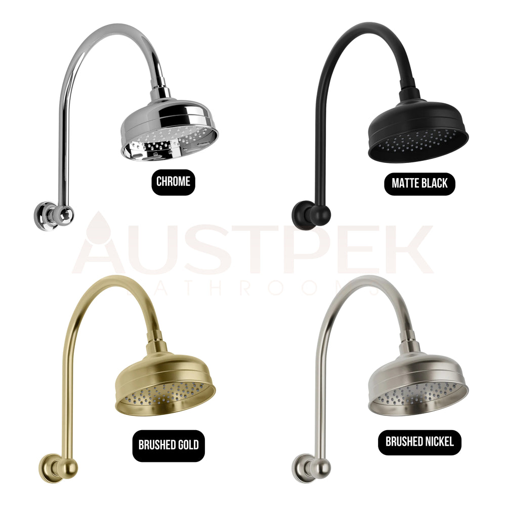 PHOENIX CROMFORD HIGH-RISE SHOWER ARM AND ROSE 150MM BRUSHED GOLD