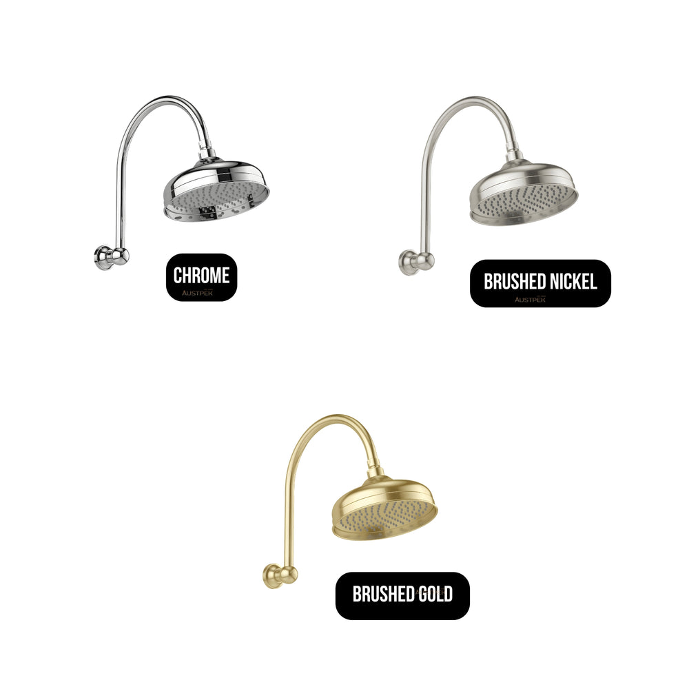 PHOENIX CROMFORD HIGH RISE SHOWER ARM AND ROSE 348MM CHROME