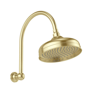 PHOENIX CROMFORD HIGH RISE SHOWER ARM AND ROSE 428MM BRUSHED GOLD