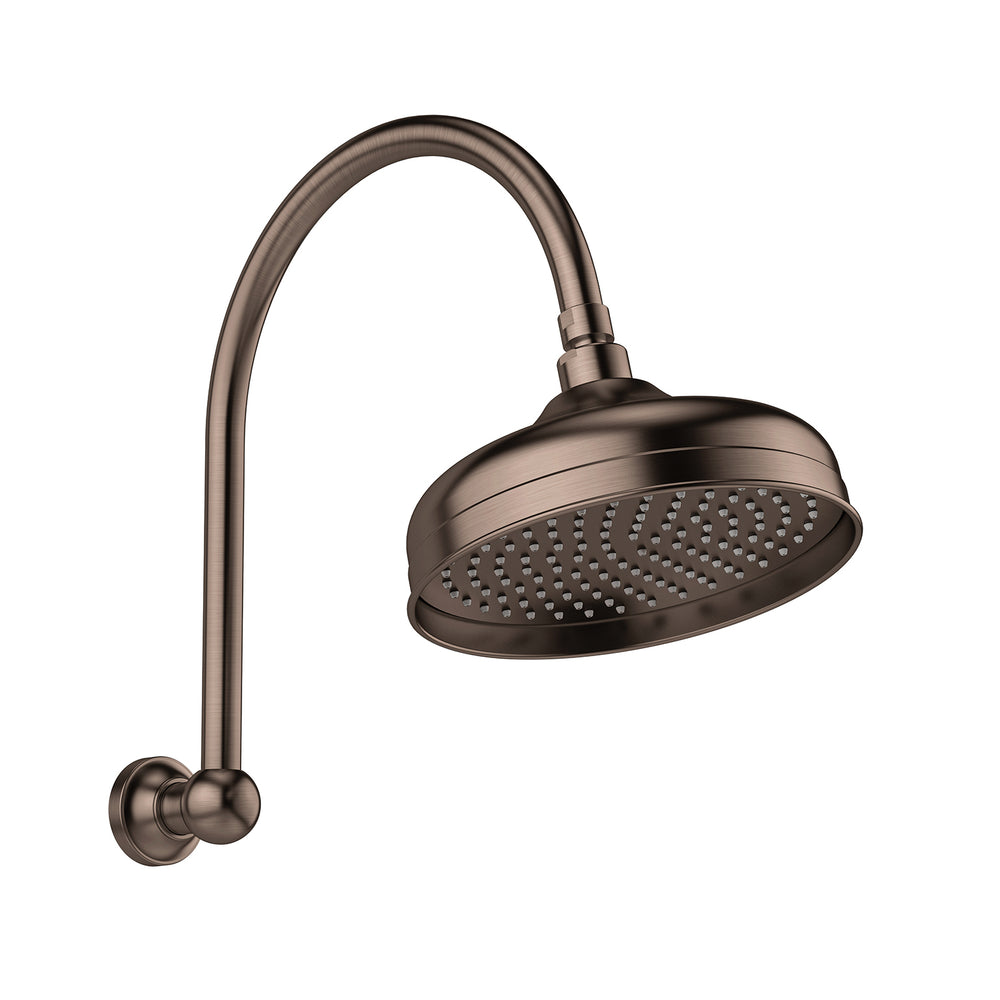 PHOENIX CROMFORD HIGH-RISE SHOWER ARM AND ROSE 210MM BRUSHED BRONZE