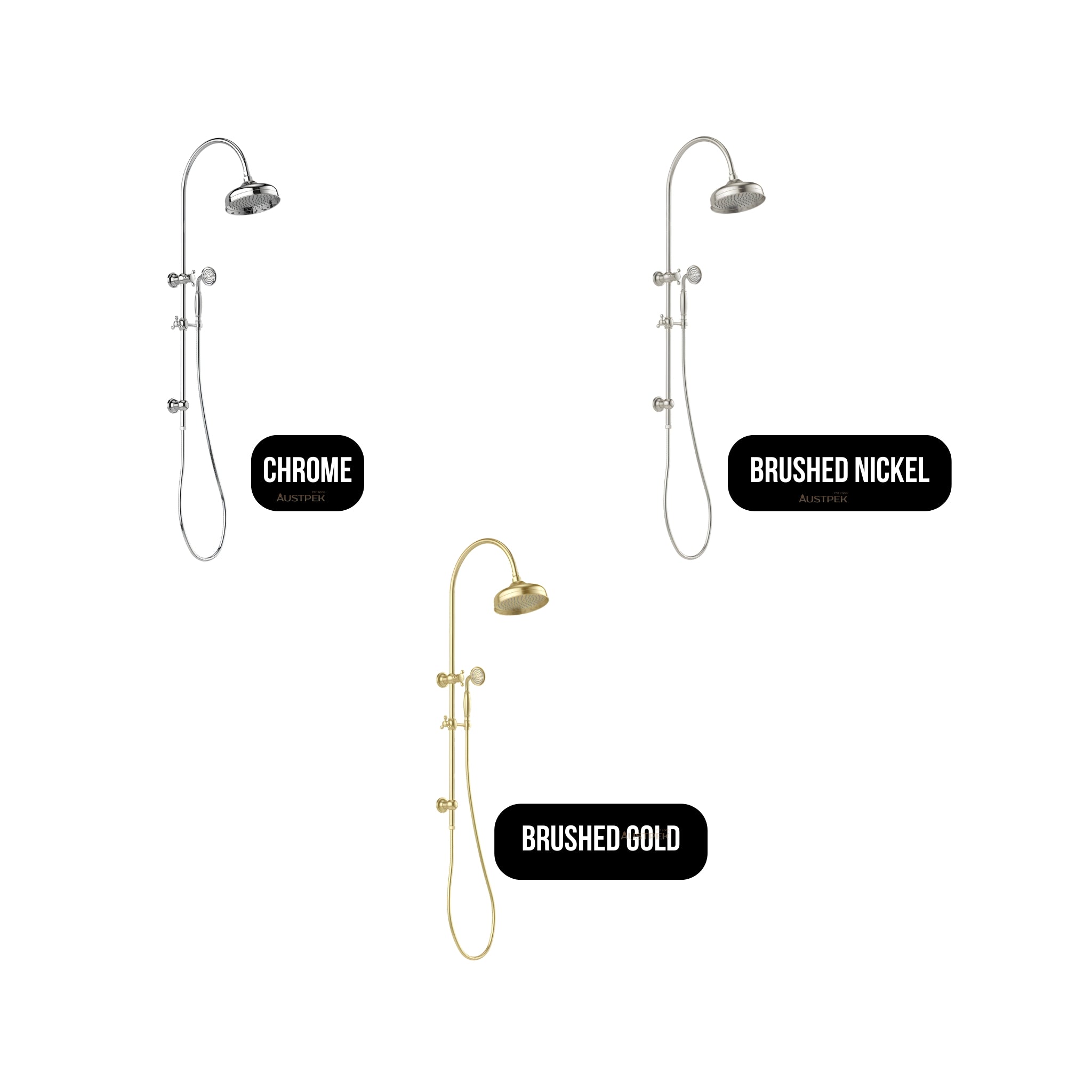 PHOENIX CROMFORD ROSE TWIN SHOWER 208MM CHROME