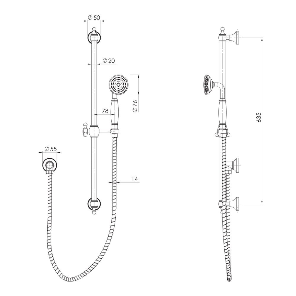 PHOENIX CROMFORD RAIL SHOWER 635MM BRUSHED BRONZE