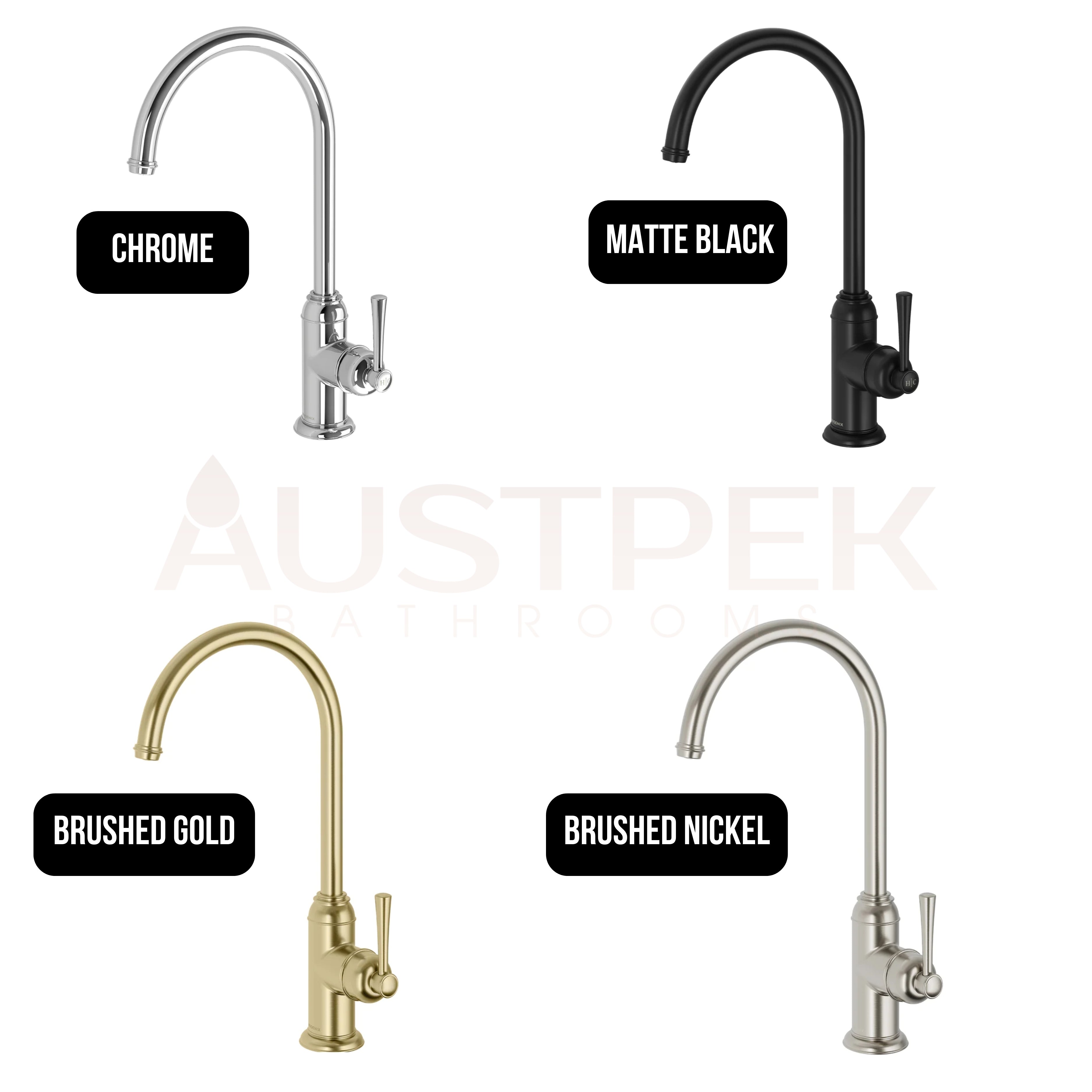 PHOENIX CROMFORD SINK MIXER 180MM BRUSHED GOLD