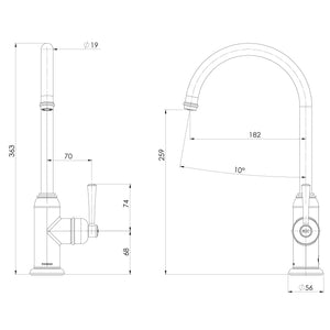 PHOENIX CROMFORD SINK MIXER 363MM BRUSHED BRONZE