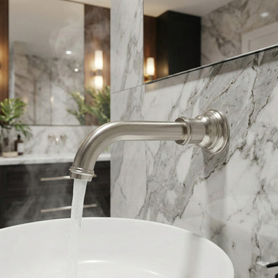 PHOENIX CROMFORD LEAD FREE WALL BASIN / BATH OUTLET 181MM BRUSHED NICKEL
