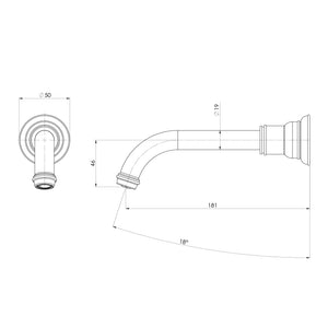 PHOENIX CROMFORD WALL BASIN/BATH OUTLET 181MM BRUSHED BRONZE