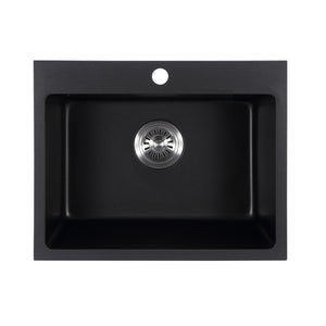IKON CORA GRANITE SINGLE BOWL KITCHEN SINK MATTE BLACK 550MM