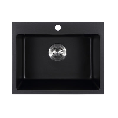 IKON CORA GRANITE SINGLE BOWL KITCHEN SINK MATTE BLACK 550MM
