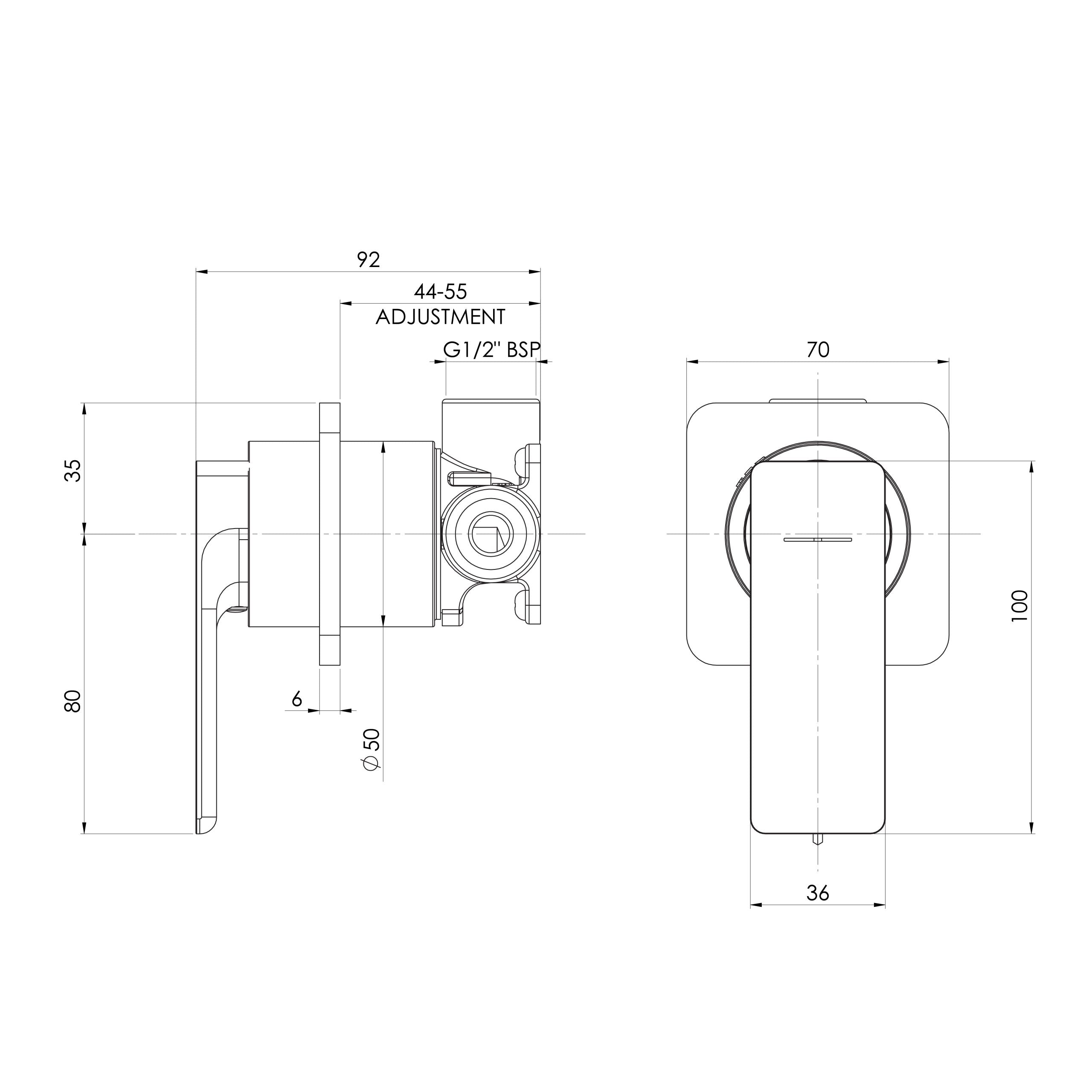 PHOENIX GLOSS MKII SWITCHMIX SHOWER / WALL MIXER FIT-OFF AND ROUGH-IN KIT CHROME