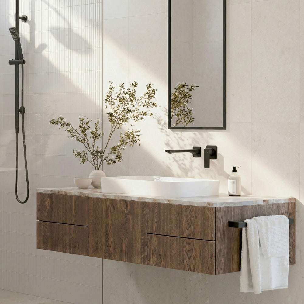 PHOENIX GLOSS MKII WALL BASIN / BATH OUTLET 200MM MATTE BLACK