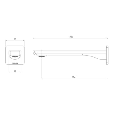 PHOENIX GLOSS MKII WALL BASIN / BATH OUTLET 200MM CHROME