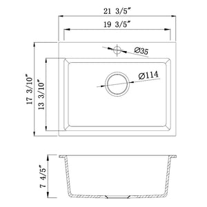 IKON CORA GRANITE SINGLE BOWL KITCHEN SINK MATTE BLACK 550MM