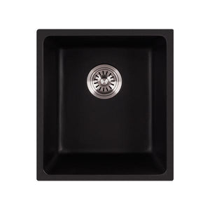 IKON CORA GRANITE SINGLE BOWL ABOVE / UNDERMOUNT KITCHEN SINK MATTE BLACK 395MM