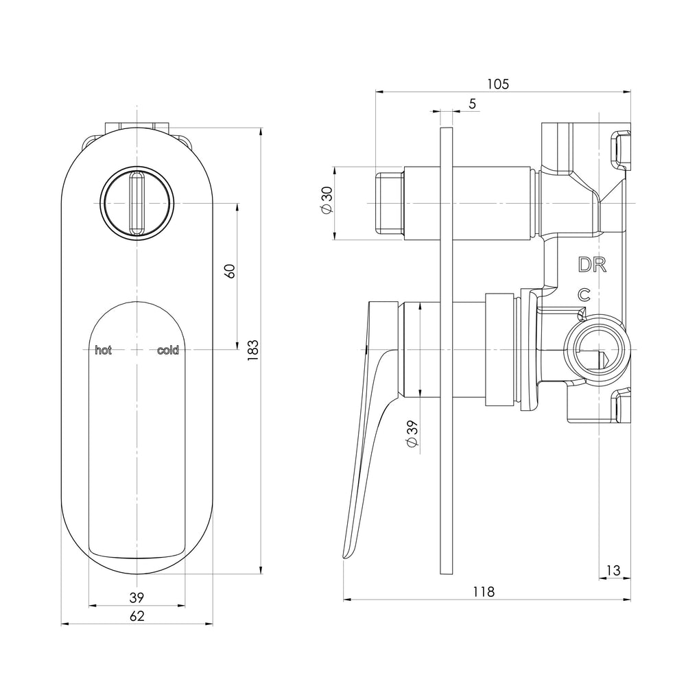 PHOENIX KUSABI SWITCHMIX SHOWER/BATH DIVERTER MIXER FIT-OFF KIT CHROME