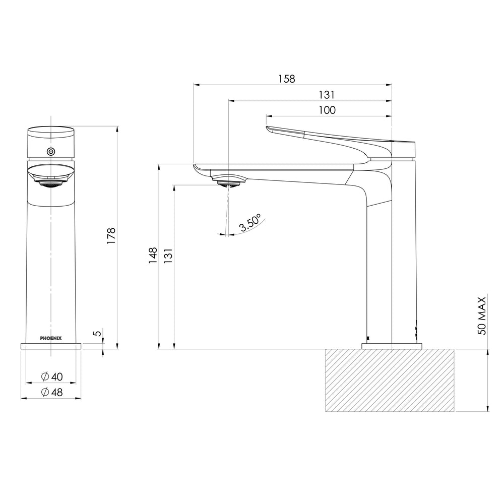 PHOENIX KUSABI BASIN MIXER 178MM CHROME
