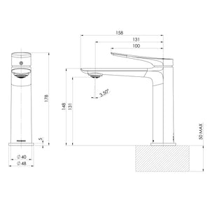 PHOENIX KUSABI BASIN MIXER 178MM CHROME
