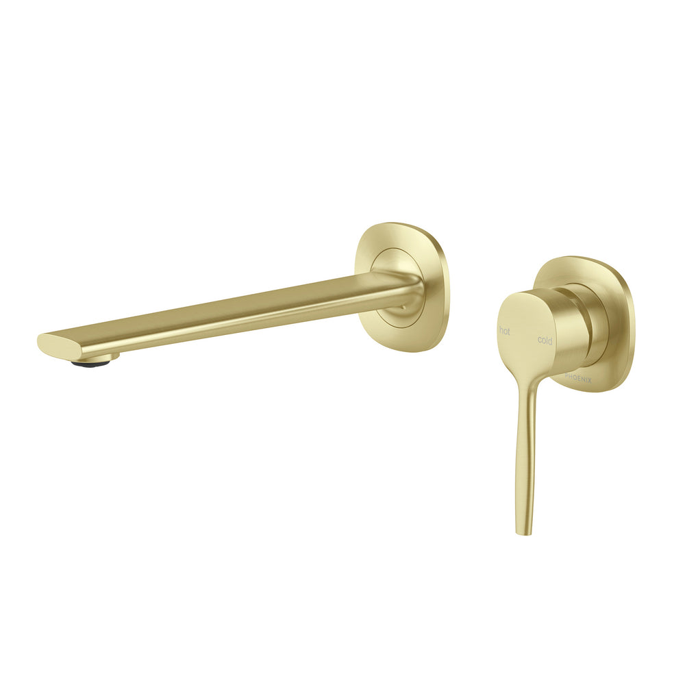 PHOENIX VASK SWITCHMIX WALL BASIN / BATH MIXER SET COMPLETE KIT 199MM BRUSHED GOLD
