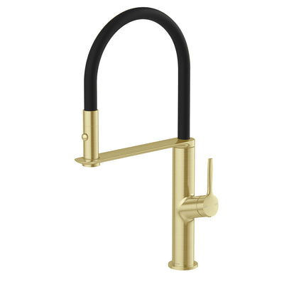 PHOENIX VASK LEAD FREE SINK MIXER WITH FLEXIBLE HOSE 464MM BRUSHED GOLD