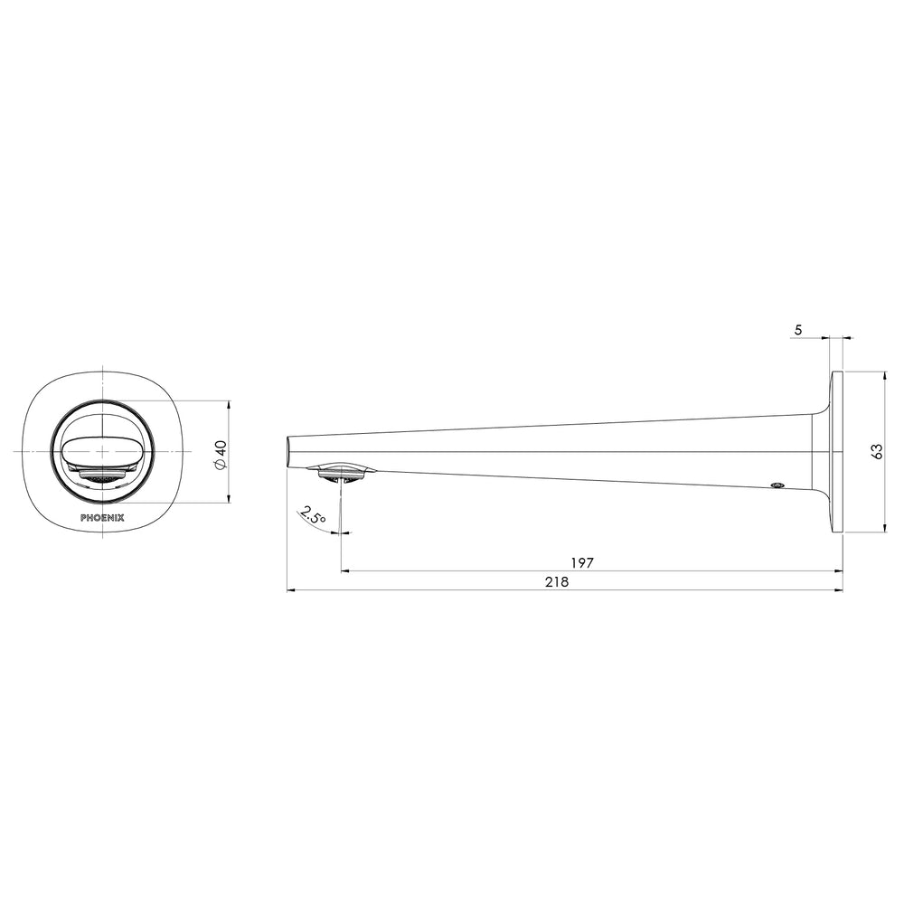 PHOENIX VASK WALL BASIN / BATH OUTLET 218MM BRUSHED BRONZE