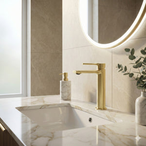 PHOENIX VASK BASIN MIXER 175MM BRUSHED GOLD