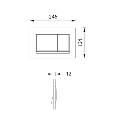 OLIVERI GEBERIT CONCEALED CISTERN FLUSH PLATE WITH SQUARE BUTTONS 246MM MATTE BLACK