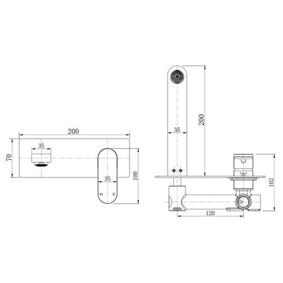 MODERN NATIONAL EVA MINI WALL COMBINATION 200MM CHROME