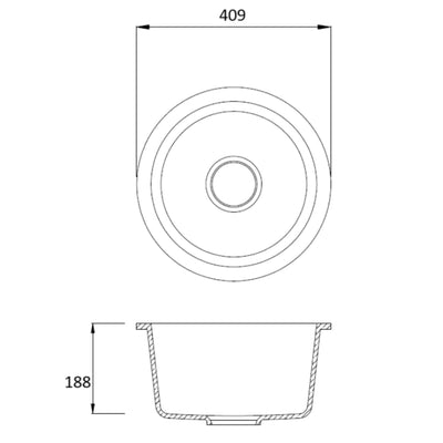 IKON CORA GRANITE ROUND KITCHEN SINK MATTE BLACK 410MM