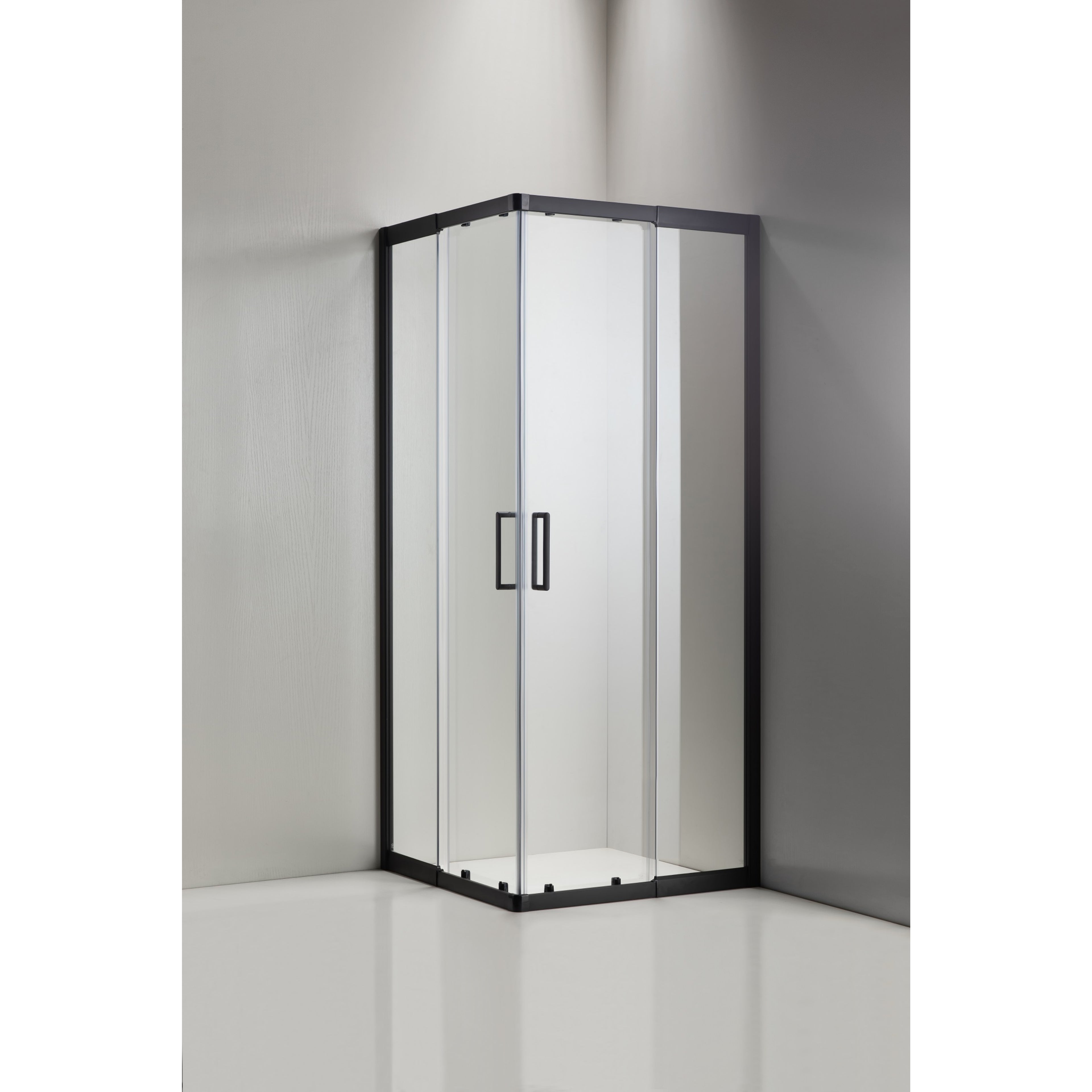 BELLA VISTA CALVI SEMI FRAMED DOUBLE DOOR SLIDING SHOWER SCREEN BLACK