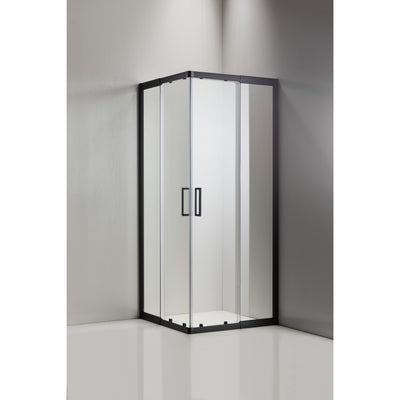 BELLA VISTA CALVI SEMI FRAMED DOUBLE DOOR SLIDING SHOWER SCREEN BLACK