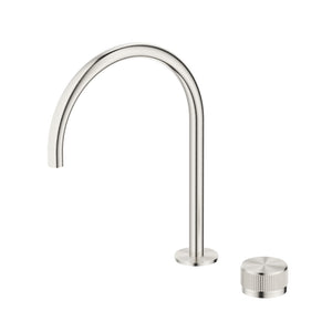 BELLA VISTA MICA FLUTED GOOSENECK HOB SINK/BASIN MIXER SET 311MM BRUSHED NICKEL