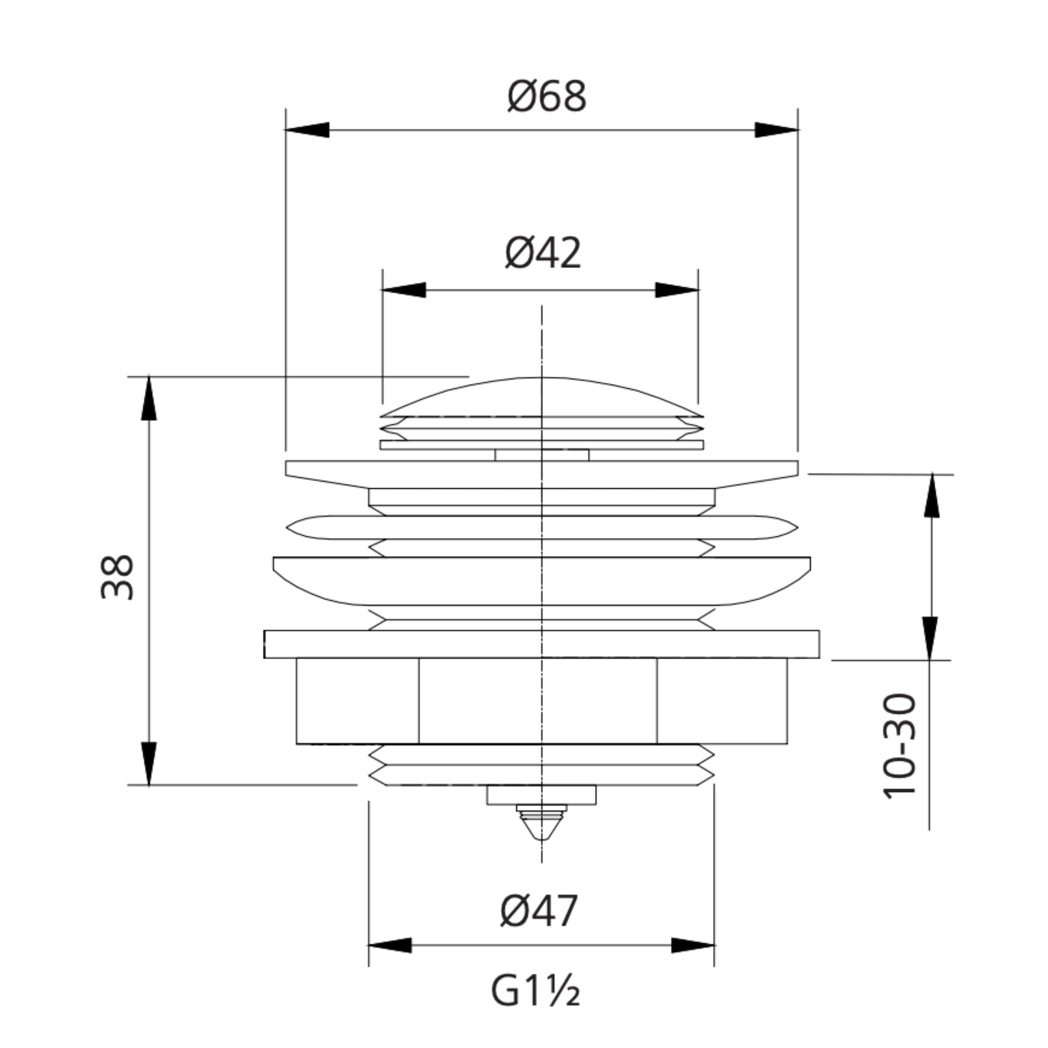 OLIVERI POP UP BATH WASTE 40MM CLASSIC GOLD