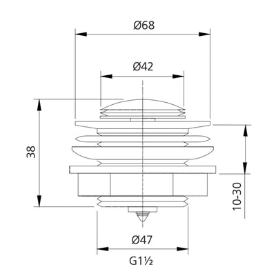 OLIVERI POP UP BATH WASTE 40MM BRUSHED NICKEL