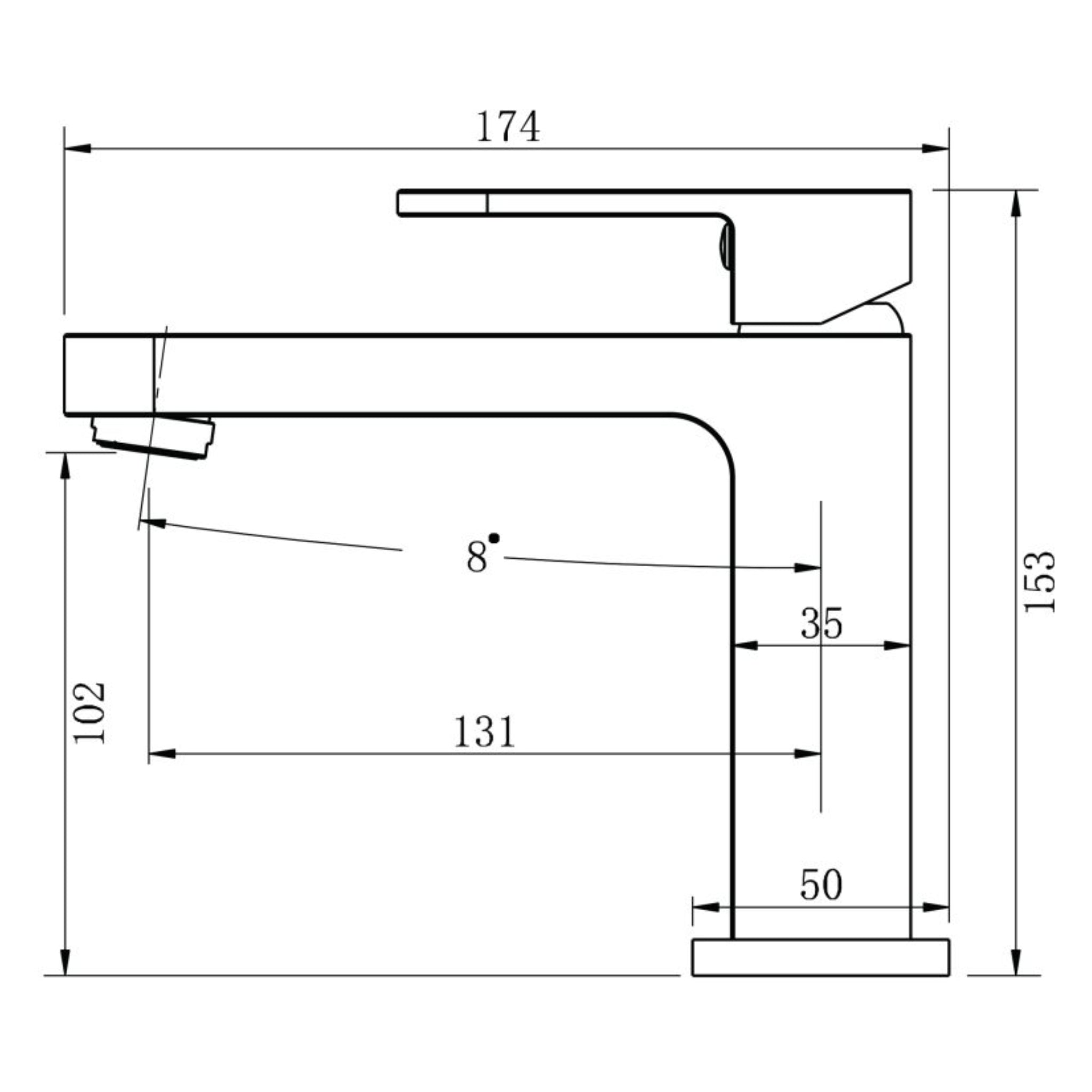 MODERN NATIONAL EVA MINI BASIN MIXER 153MM MATTE BLACK