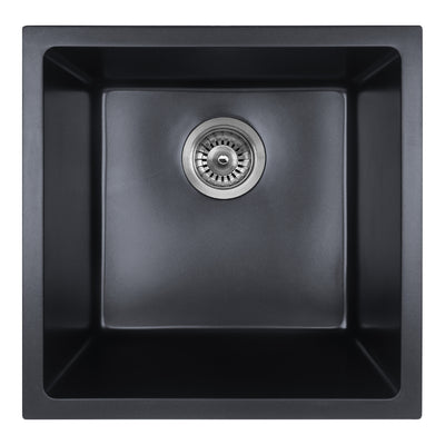 IKON CORA GRANITE SINGLE BOWL ABOVE / UNDERMOUNT KITCHEN SINK MATTE BLACK 432MM