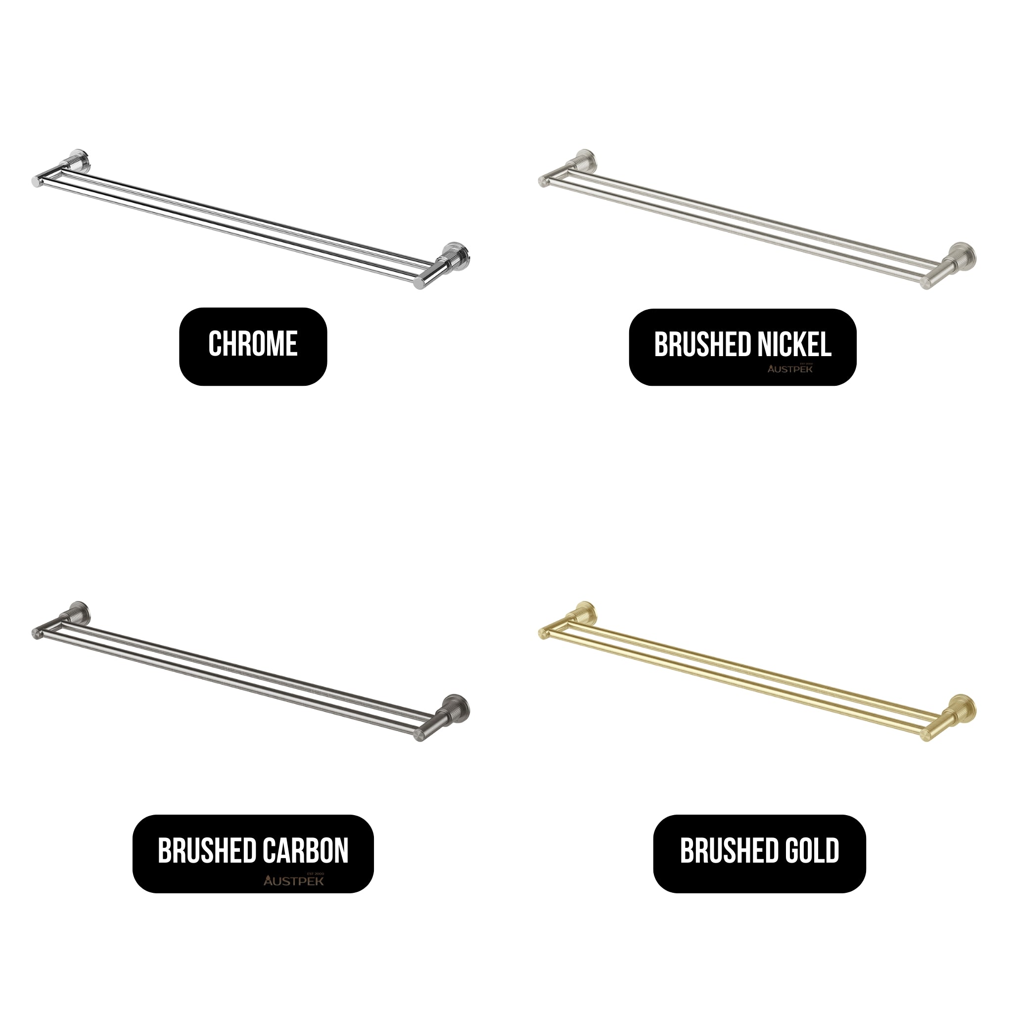 PHOENIX WILTERN DOUBLE TOWEL RAIL 800MM BRUSHED CARBON