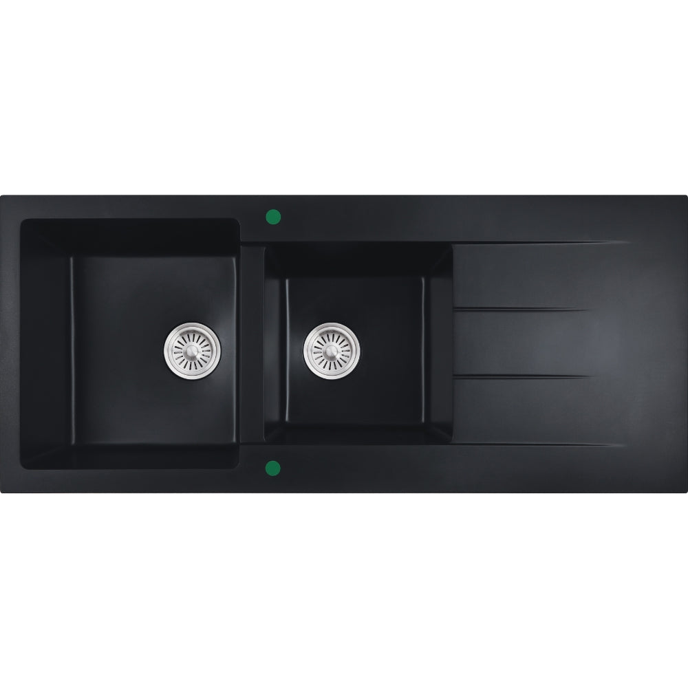 IKON CORA GRANITE 1.5 BOWL WITH DRAINER KITCHEN SINK MATTE BLACK 1160MM