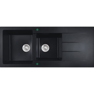 IKON CORA GRANITE 1.5 BOWL WITH DRAINER KITCHEN SINK MATTE BLACK 1160MM