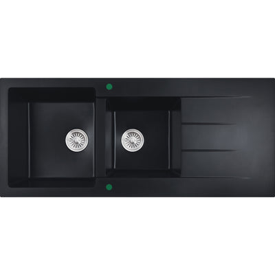 IKON CORA GRANITE 1.5 BOWL WITH DRAINER KITCHEN SINK MATTE BLACK 1160MM