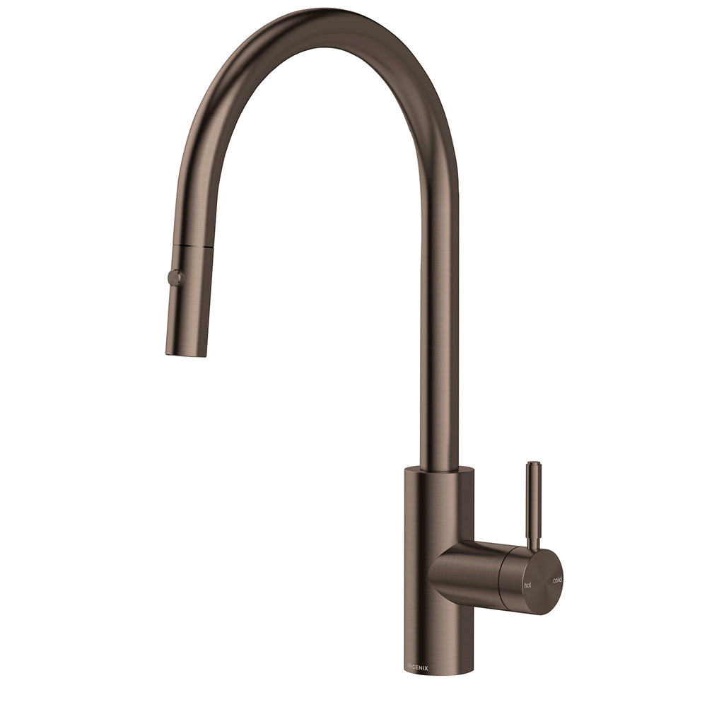PHOENIX VIVID MKII PULL OUT SINK MIXER 240MM GOOSENECK BRUSHED BRONZE