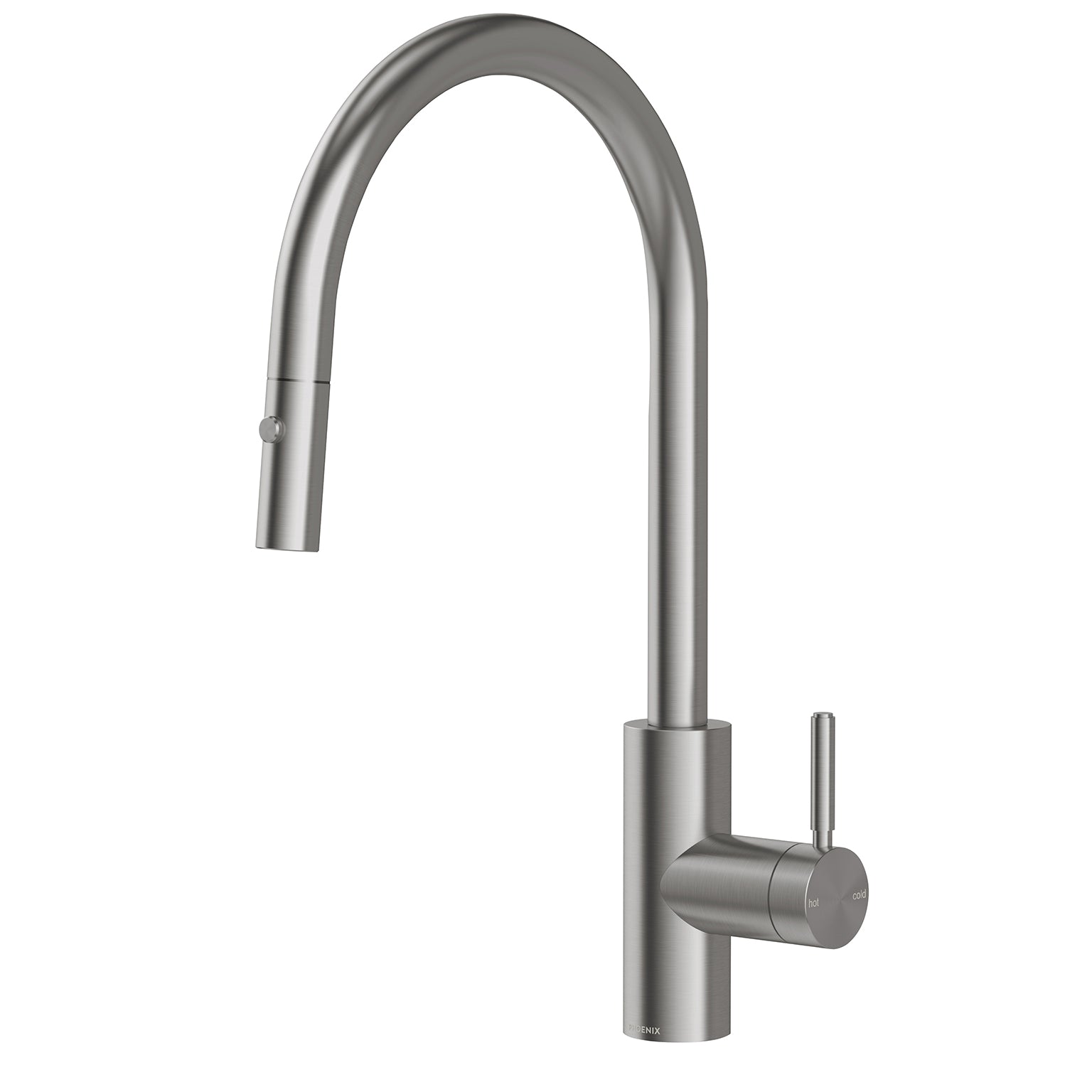 PHEONIX VIVID MKII GOOSENECK PULL OUT SINK MIXER 428MM BRUSHED CARBON