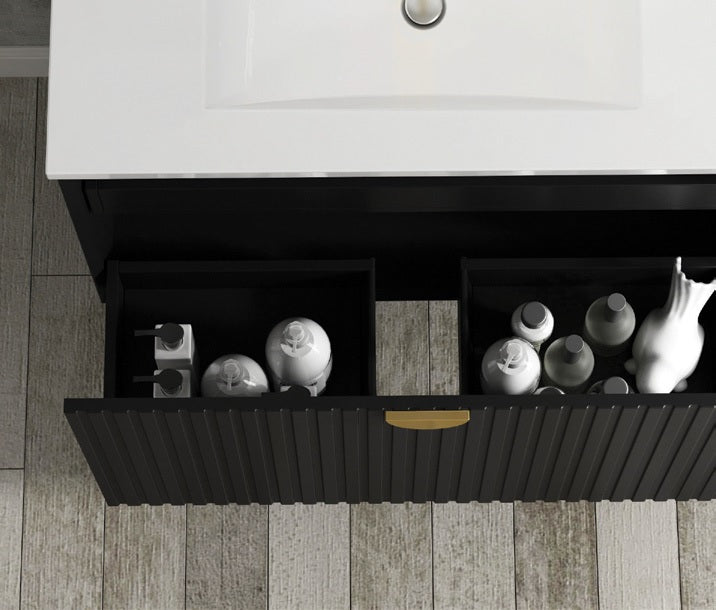 OTTI MARLO MATTE BLACK 1200MM SINGLE BOWL WALL HUNG VANITY