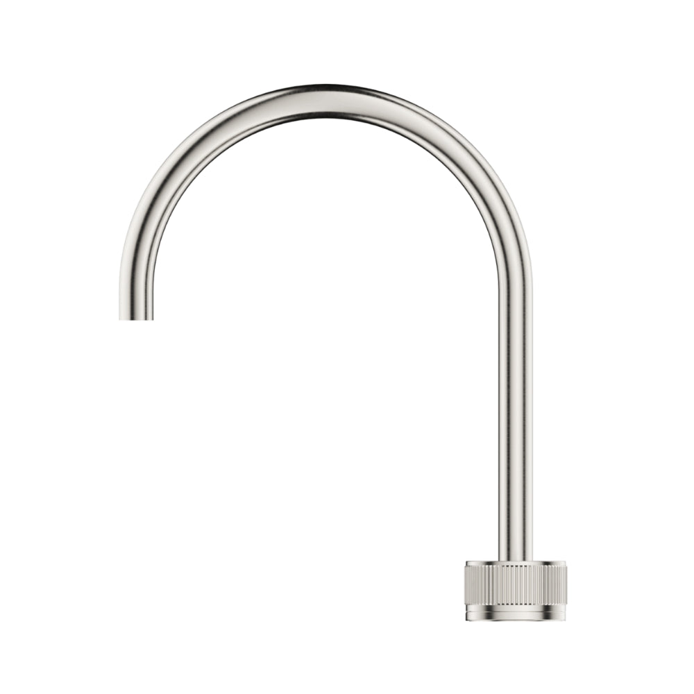 BELLA VISTA MICA FLUTED LEAD FREE GOOSENECK HOB SINK/BASIN MIXER SET 311MM BRUSHED NICKEL