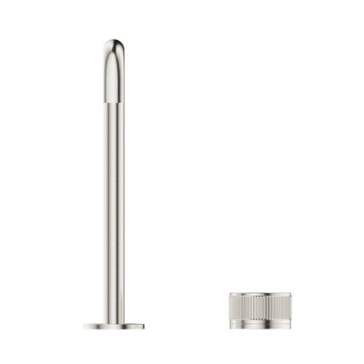 BELLA VISTA MICA LEAD FREE FLUTED SOFT-SQUARE HOB SINK/BASIN MIXER SET 275MM BRUSHED NICKEL