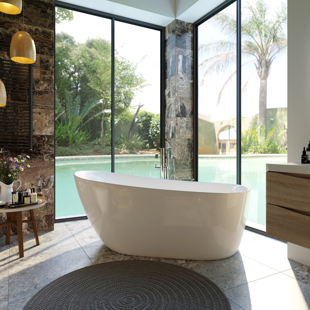 BELBAGNO ROMANO FREE STANDING BATHTUB SEMI GLOSS WHITE (AVAILABLE IN 1500MM AND 1700MM)