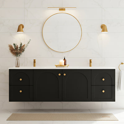 LUKKA CHESTER FEDERATION MATTE BLACK 1500MM DOUBLE BOWL WALL HUNG VANITY
