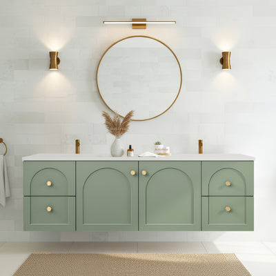 LUKKA CHESTER FEDERATION OLIVE GREEN 1500MM DOUBLE BOWL WALL HUNG VANITY
