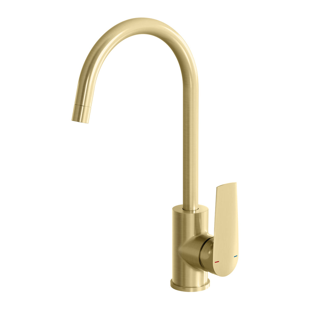 PHOENIX ARLO GOOSENECK SINK MIXER 200MM BRUSHED GOLD