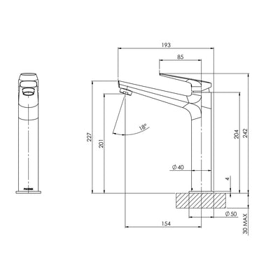 PHOENIX ARLO LEAD FREE VESSEL MIXER 242MM BRUSHED GOLD