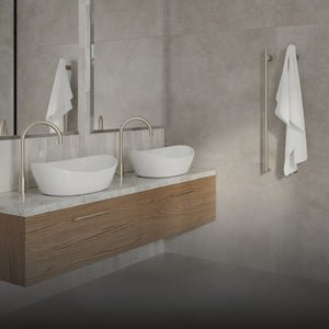 THERMOGROUP SLIMLINE ROUND VERTICAL HEATED SINGLE TOWEL RAIL POLISHED STAINLESS STEEL 900MM